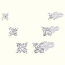 Sterling Silver Flower Earring Set