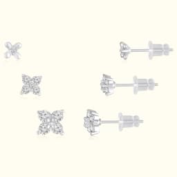 Sterling Silver Flower Earring Set