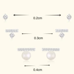 Silver Earrings Set with Pearl Drop