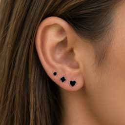 Silver Earrings Set with Black Enamel