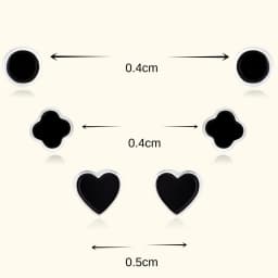 Silver Earrings Set with Black Enamel
