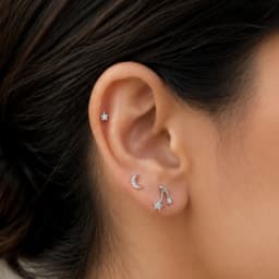 Star and Moon Celestial Silver Earring Set