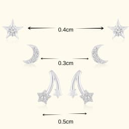 Star and Moon Celestial Silver Earring Set