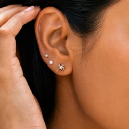 Pearl and Flower Silver Earring Set