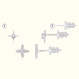 Silver Star Earrings Set