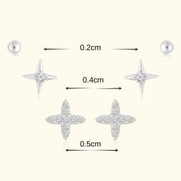Silver Star Earrings Set