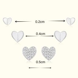 Sterling Silver Heart Studs Set of Three Pairs