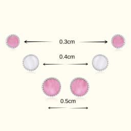 Sterling Silver Earring Set Pink Enamel