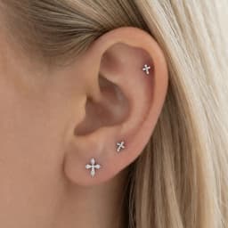 Cross Earrings Set in Sterling Silver