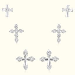 Cross Earrings Set in Sterling Silver