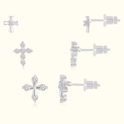 Cross Earrings Set in Sterling Silver