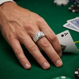 Mens Silver Ring with Mosaic Engraving