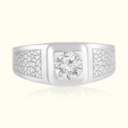 Mens Silver Ring with Mosaic Engraving
