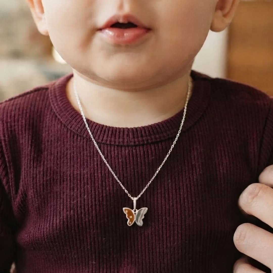 Silver Butterfly Baby Chain Enamel Wing