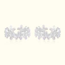 Silver Floral Toe Ring with Cubic Zirconia
