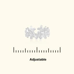 Silver Floral Toe Ring with Cubic Zirconia