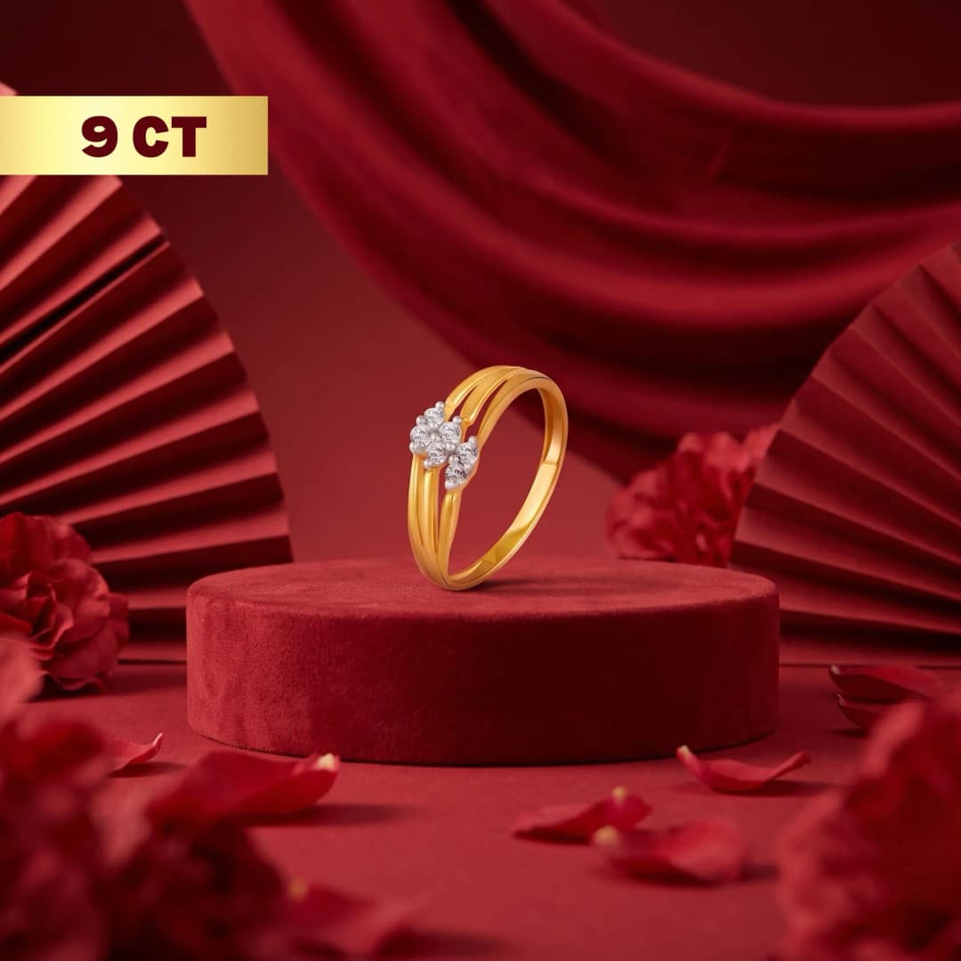 9CT Gold Three Line Ring