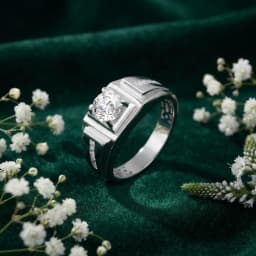 Mens Sterling Silver CZ Ring