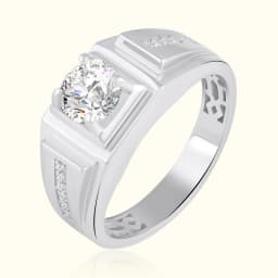 Mens Sterling Silver CZ Ring