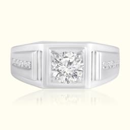 Mens Sterling Silver CZ Ring