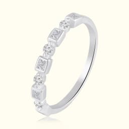 Silver Geometric Stackable Ring