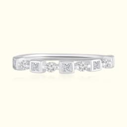 Silver Geometric Stackable Ring