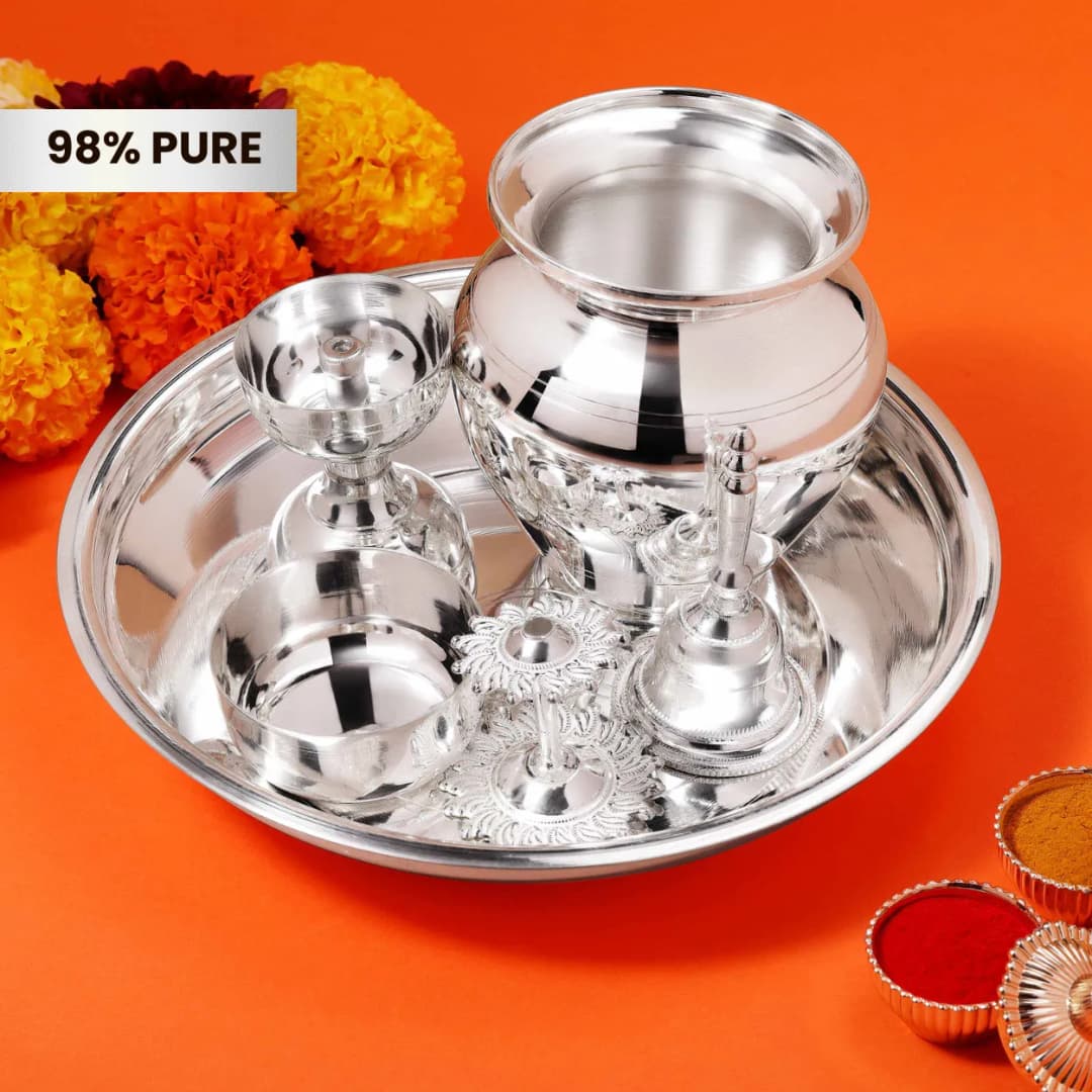 Pure Silver Aarti Thali Set