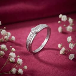 Sterling Silver Brilliant Cut Couple Ring