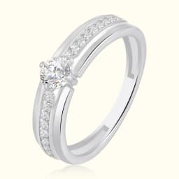 Sterling Silver Brilliant Cut Couple Ring