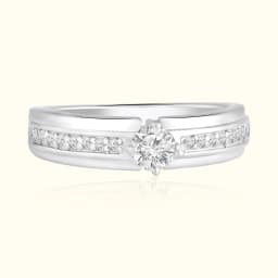 Sterling Silver Brilliant Cut Couple Ring