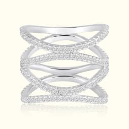 Multi-Band Silver Criss Cross Ring