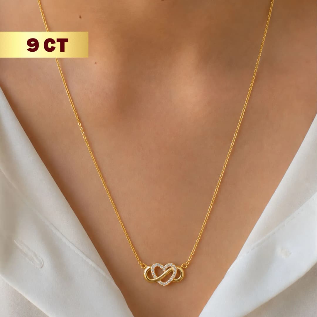 9CT Gold Heart Infinity Chain