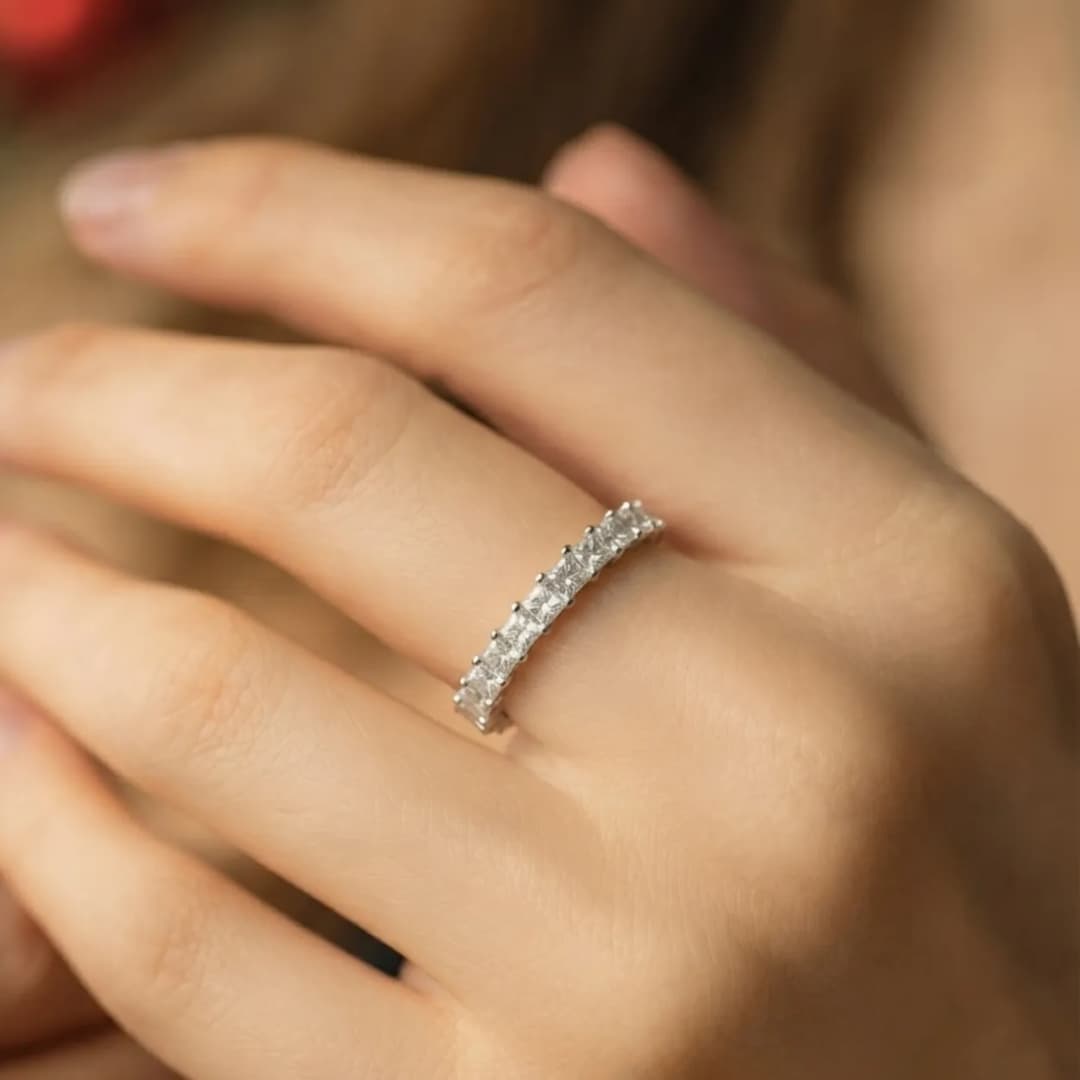Silver Eternity Princess Cut Ring