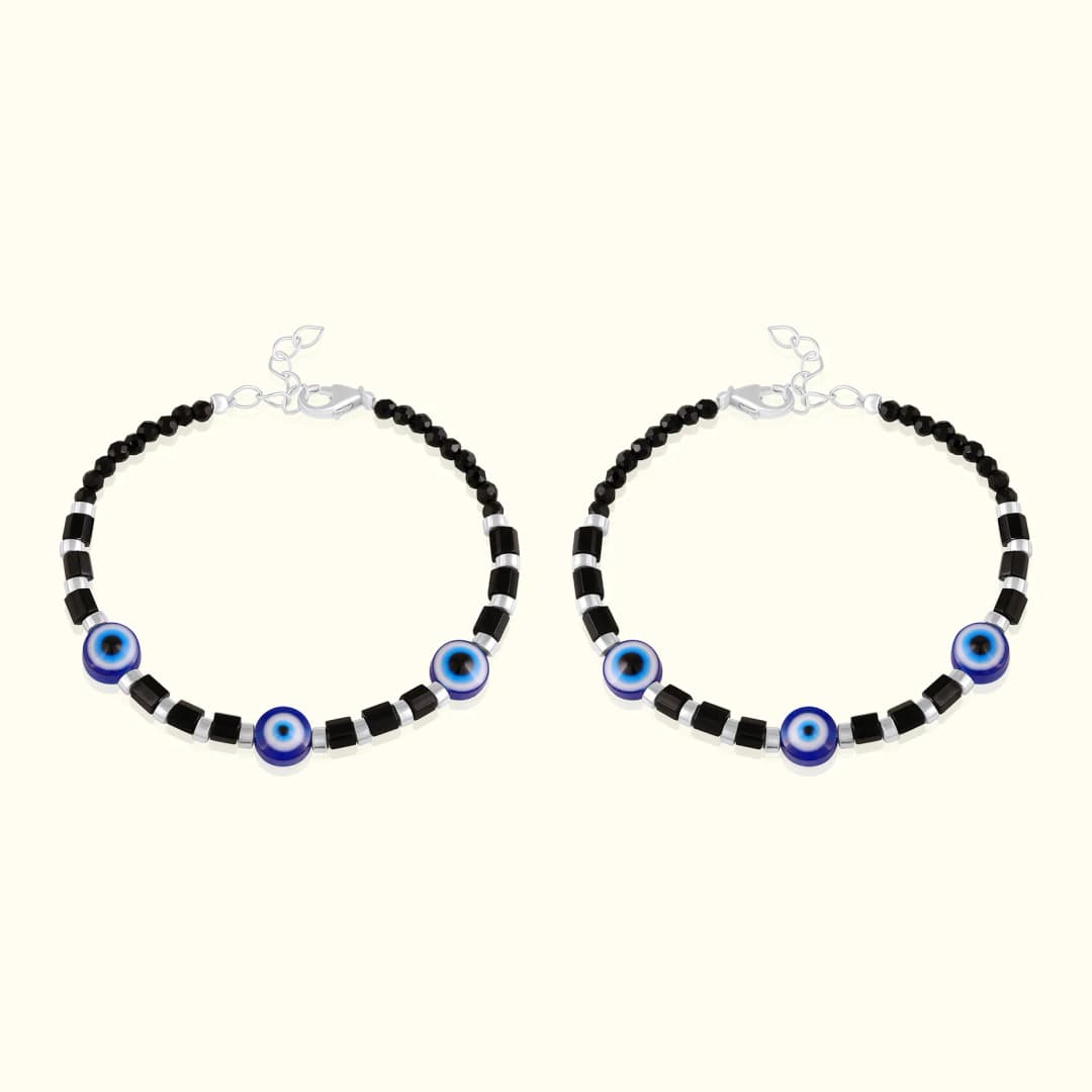 Elegant Evil Eye Silver Baby Bracelet