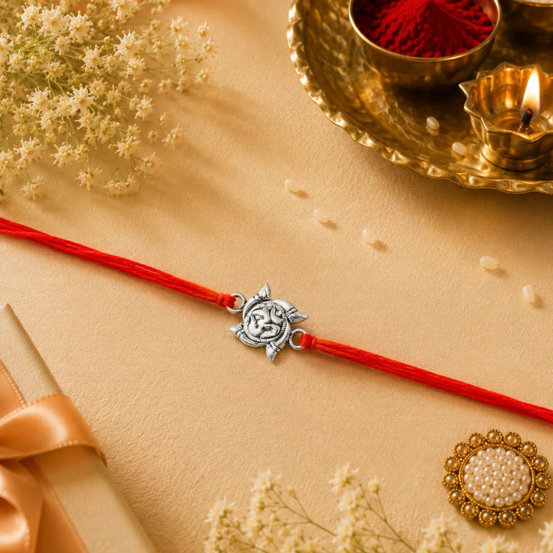 Om Silver Rakhi