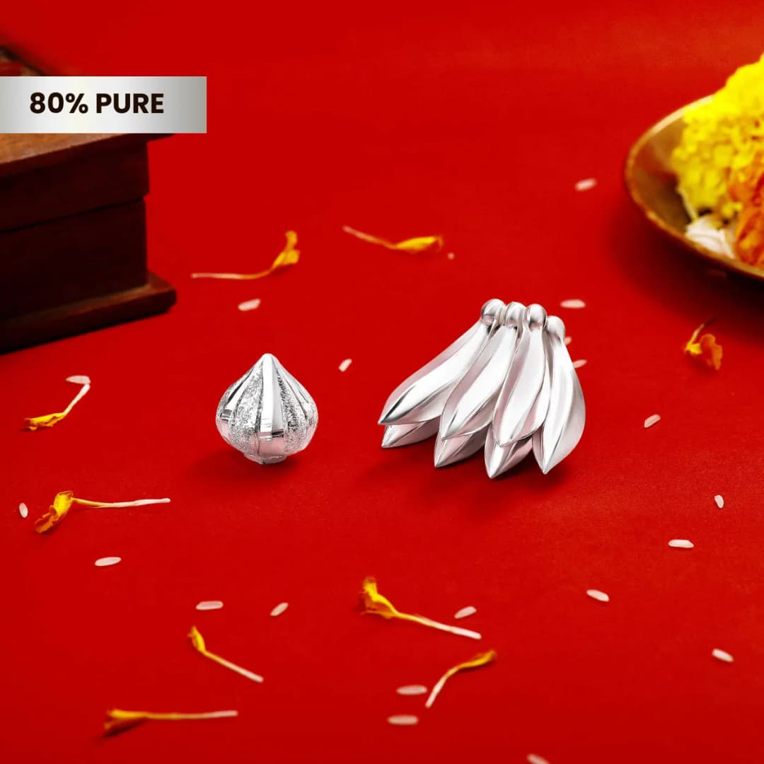 Silver Keli and Silver Modak Ganpati Set