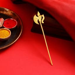 Golden Silver Parshu and Trishul Ganpati Decoration Set