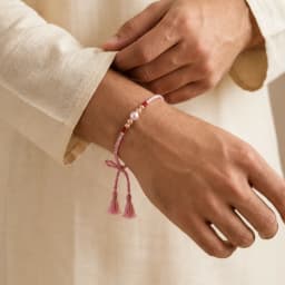 Pink Pearl Silver Rakhi