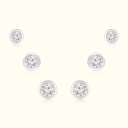 Bezel CZ Silver Earrings Set