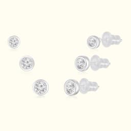 Bezel CZ Silver Earrings Set