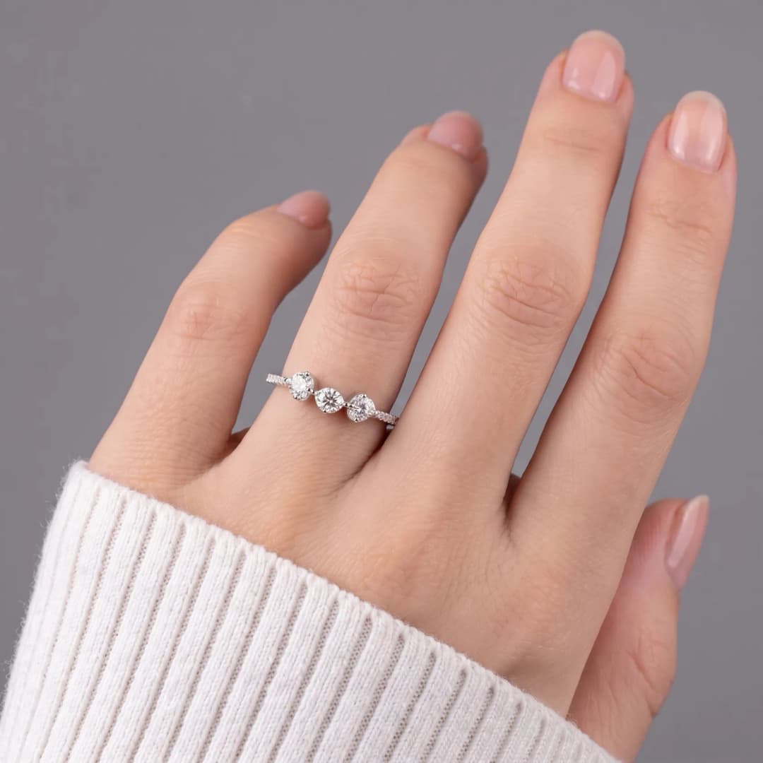 Silver Three Stone Ring
