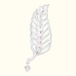 Silver Leaf Pink Gemstone Brooch