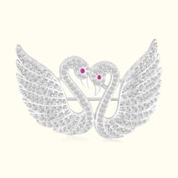 Sterling Silver Swan Heart Brooch