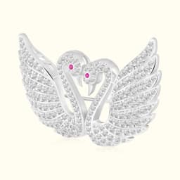 Sterling Silver Swan Heart Brooch