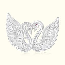 Sterling Silver Swan Heart Brooch