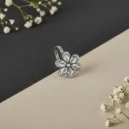 Daisy Silver Oxidized Nath