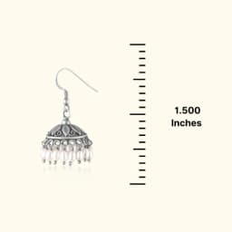 Silver Floral Dome Moti Jhumka