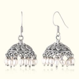Classic Silver Moti Cluster Jhumka