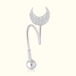 Silver Crescent Moon Ear Climber
