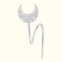 Silver Crescent Moon Ear Climber